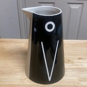 IKEA Ceramic Lattsald Penguin Pitcher Vase Black and White 6”